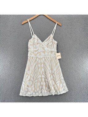 open lace back dress Modal Open-Back Bodycon Mini Dress in White - M main image 0